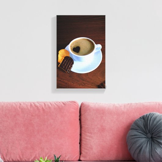 Kaffee-Cup mit herzenförmigen Schaumstoffen Leinwanddruck (Insitu (Wohnzimmer))