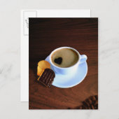 Kaffee-Cup mit herzenförmigen Schaumstoffen Postkarte (Vorne/Hinten)