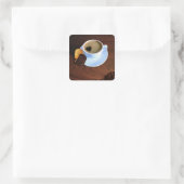 Kaffee-Cup mit herzenförmigen Schaumstoffen Quadratischer Aufkleber (Tasche)