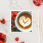 Kaffee-Cup mit Herzform Latte Art Serviette (Beispiel)