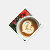 Kaffee-Cup mit Herzform Latte Art Serviette (Ecke)