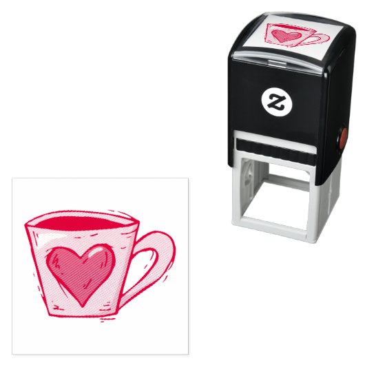 Kaffee-Cup mit Herzschlag Permastempel (Beispiel)