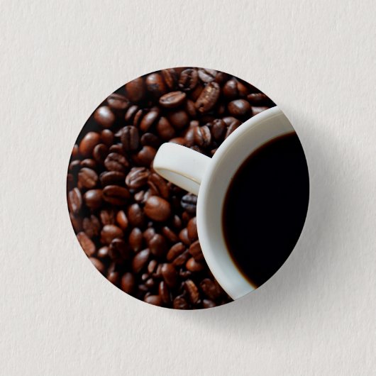 Kaffee-Cup mit Kaffee, Kaffeebohnen Button (Vorderseite)