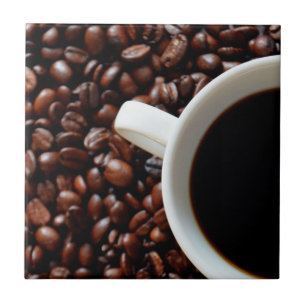 Kaffee-Cup mit Kaffee, Kaffeebohnen Fliese