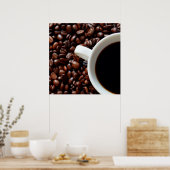 Kaffee-Cup mit Kaffee, Kaffeebohnen Poster (Küche)