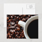 Kaffee-Cup mit Kaffee, Kaffeebohnen Postkarte (Vorne/Hinten)