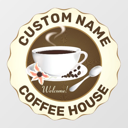 Kaffee-Cup mit Kaffeebohnen Fensteraufkleber (Blatt)