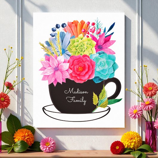 Kaffee Cup Pink Rot Blume Küchenplakat Poster