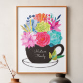Kaffee Cup Pink Rot Blume Küchenplakat Poster