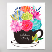 Kaffee Cup Pink Rot Blume Küchenplakat Poster (Vorne)