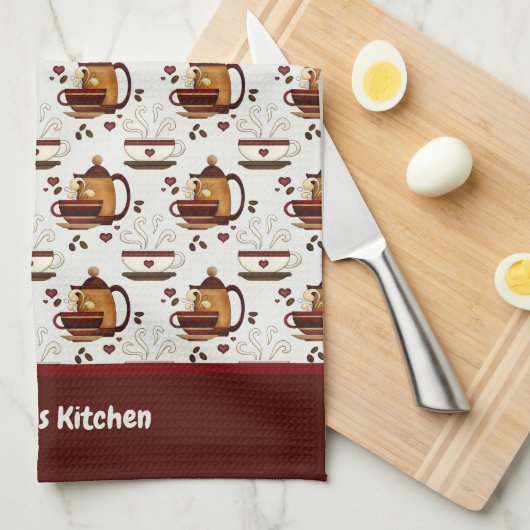 Kaffee Cup & Pot Pattern Küchentücher (Viertel Falte)