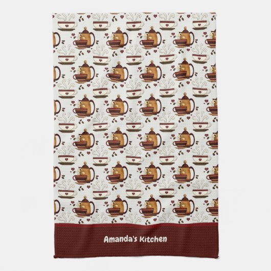 Kaffee Cup & Pot Pattern Küchentücher (Vertikal)