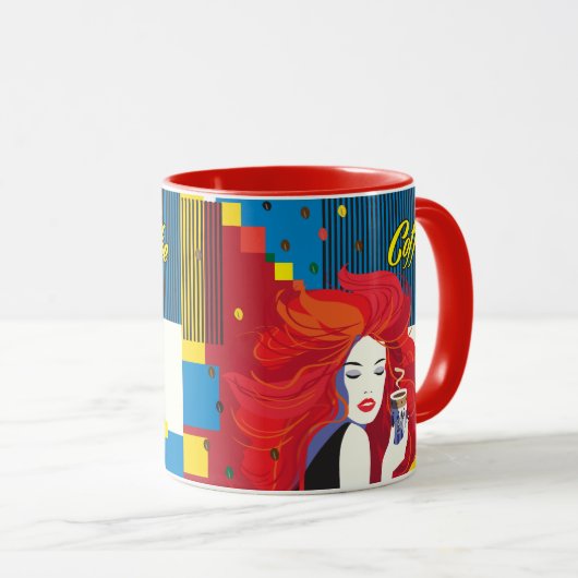 Kaffee Cup Schöne Mode POP-ART Trendy Tasse (VorderseiteRechts)
