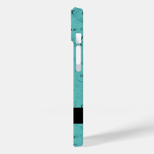 Kaffee-Cup Skript Monogram Name Türkis Case-Mate iPhone Hülle (Rückseite / Links)