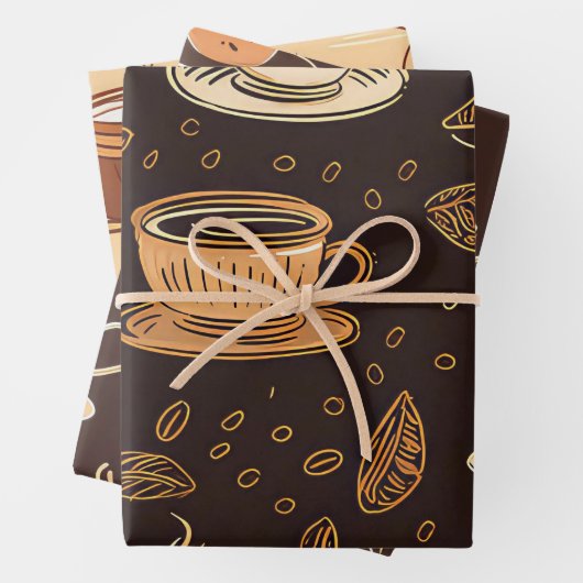 Kaffee-Cup Thema Umschlagpapier Geschenkpapier Set (Beispiel)