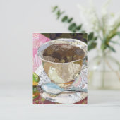 Kaffee Cup Torn Paper Malerei Collage Kunst Postkarte (Stehend Vorderseite)