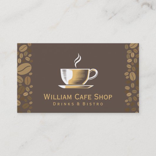 Kaffee-Cup und Bohnen Visitenkarte (Vorderseite)