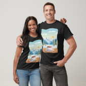 Kaffee-Cup und Winter-Bergblick T-Shirt (Unisex)