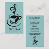 Kaffee Cup Vertikal - Schwarz auf Lt Blue Green Visitenkarte (Vorne/Hinten)