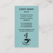 Kaffee Cup Vertikal - Schwarz auf Lt Blue Green Visitenkarte (Rückseite)