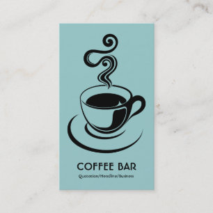 Kaffee Cup Vertikal - Schwarz auf Lt Blue Green Visitenkarte