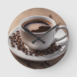 Kaffee-Cup Wall Clock - Espresso Time Decor Runde Wanduhr
