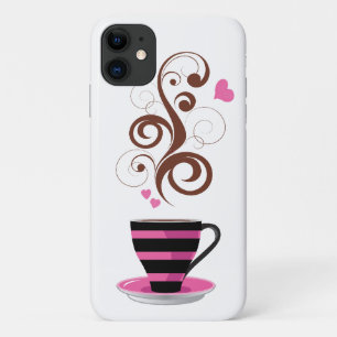 Kaffee-Cup, Wirbel, Herz - Rosa Schwarz Braun Case-Mate iPhone Hülle