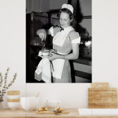 KAFFEE-CUP zum Abendessen in den 40er Jahren Poster (Küche)