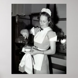 KAFFEE-CUP zum Abendessen in den 40er Jahren Poster