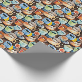 Kaffee Cups Abstraktes Aquarellmuster Geschenkpapier