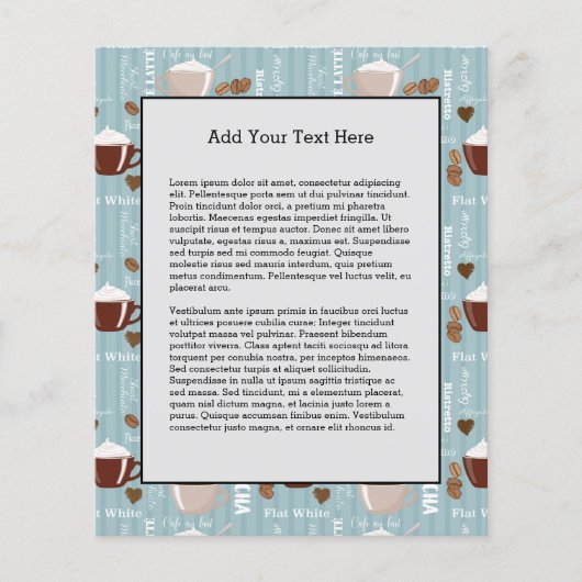 Kaffee Cups Blaue vertikale Linien Koffein Körner Flyer (Vorne)
