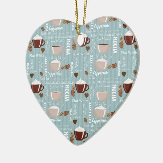 Kaffee Cups Blaue vertikale Linien Koffein Körner Keramik Ornament (Links)