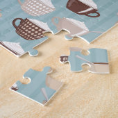 Kaffee Cups Creme Blue Vertical Lines Koffein Puzzle (Seite)
