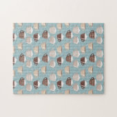 Kaffee Cups Creme Blue Vertical Lines Koffein Puzzle (Horizontal)