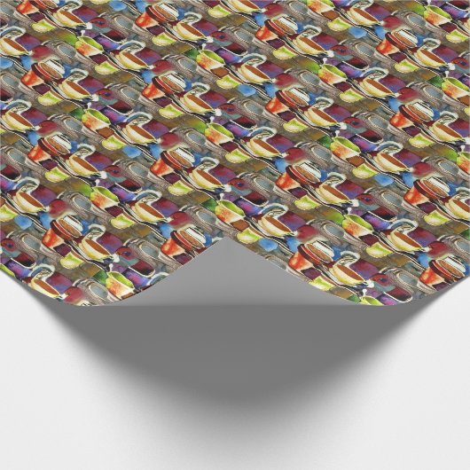 Kaffee Cups Lila Abstraktes Wasserfarbmuster Geschenkpapier (Ecke)