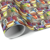 Kaffee Cups Lila Abstraktes Wasserfarbmuster Geschenkpapier (Rolleneckpunkt)