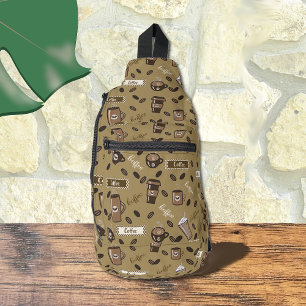 Kaffee Cups Muster Brown Sling Bag