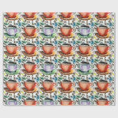 Kaffee Cups Wasserfarbenes Muster Geschenkpapier (Flach)