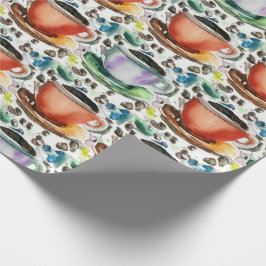 Kaffee Cups Wasserfarbenes Muster Geschenkpapier