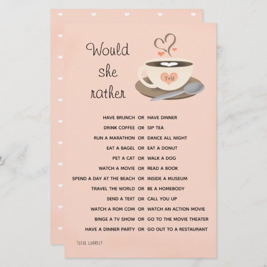 Kaffee dachte, sie würde eher Brautparty spielen (Vorne/Hinten)