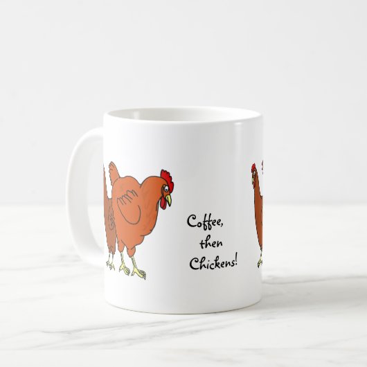 Kaffee, dann Hühner! Kaffeetasse (Vorderseite Links)