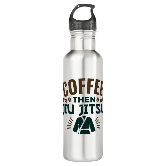 Kaffee Dann Jiu Jitsu BJJ Jiujitsu Edelstahlflasche (Vorderseite)