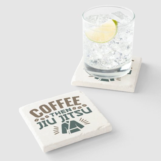 Kaffee Dann Jiu Jitsu BJJ Jiujitsu Steinuntersetzer (Seitenansicht)