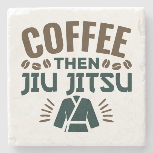 Kaffee Dann Jiu Jitsu BJJ Jiujitsu Steinuntersetzer (Vorderseite)