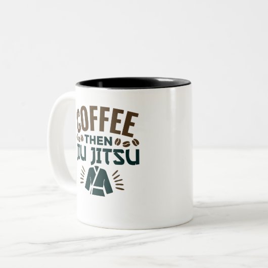 Kaffee Dann Jiu Jitsu BJJ Jiujitsu Zweifarbige Tasse (Vorderseite Links)