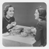 Kaffee-Datum Quadratischer Aufkleber (Vorderseite)