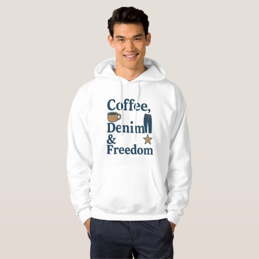 Kaffee, Denim & Freedom - Alltägliche amerikanisch Hoodie (Vorne ganz)