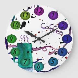 Kaffee, der Entwurfs-Wanduhr 30k der Farbe3d Große Wanduhr