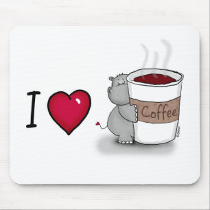 Kaffee der Liebe I - Flusspferd mit einer Schale Mousepad