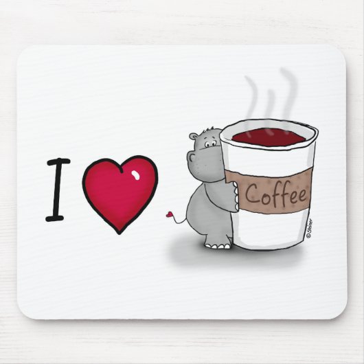 Kaffee der Liebe I - Flusspferd mit einer Schale Mousepad (Vorne)